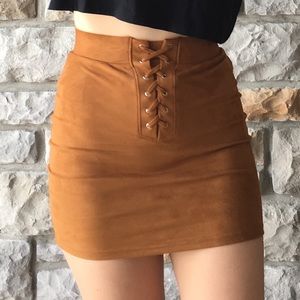 Tan mini skirt